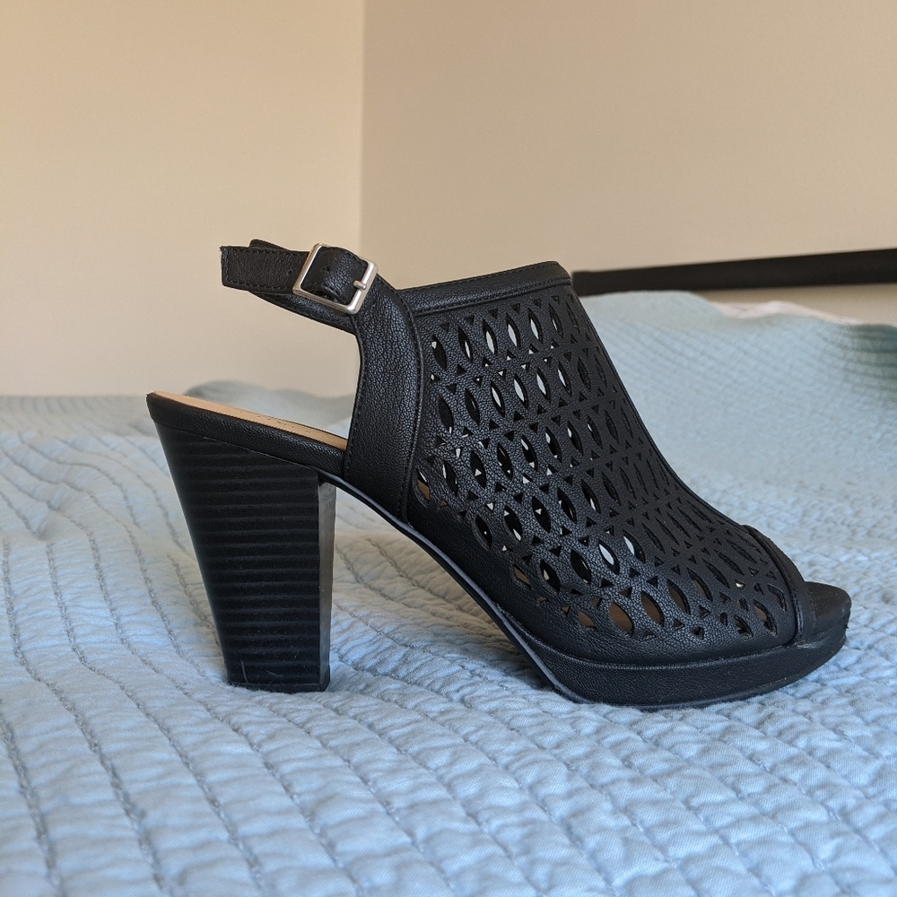 Black open toe heels